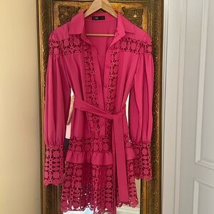 Pink medium dress, Some crochet, CBR brand